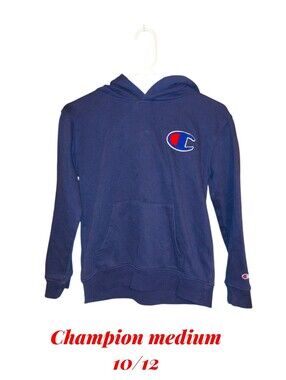 Champion Navy Kids Hoodie with Red & White Logo